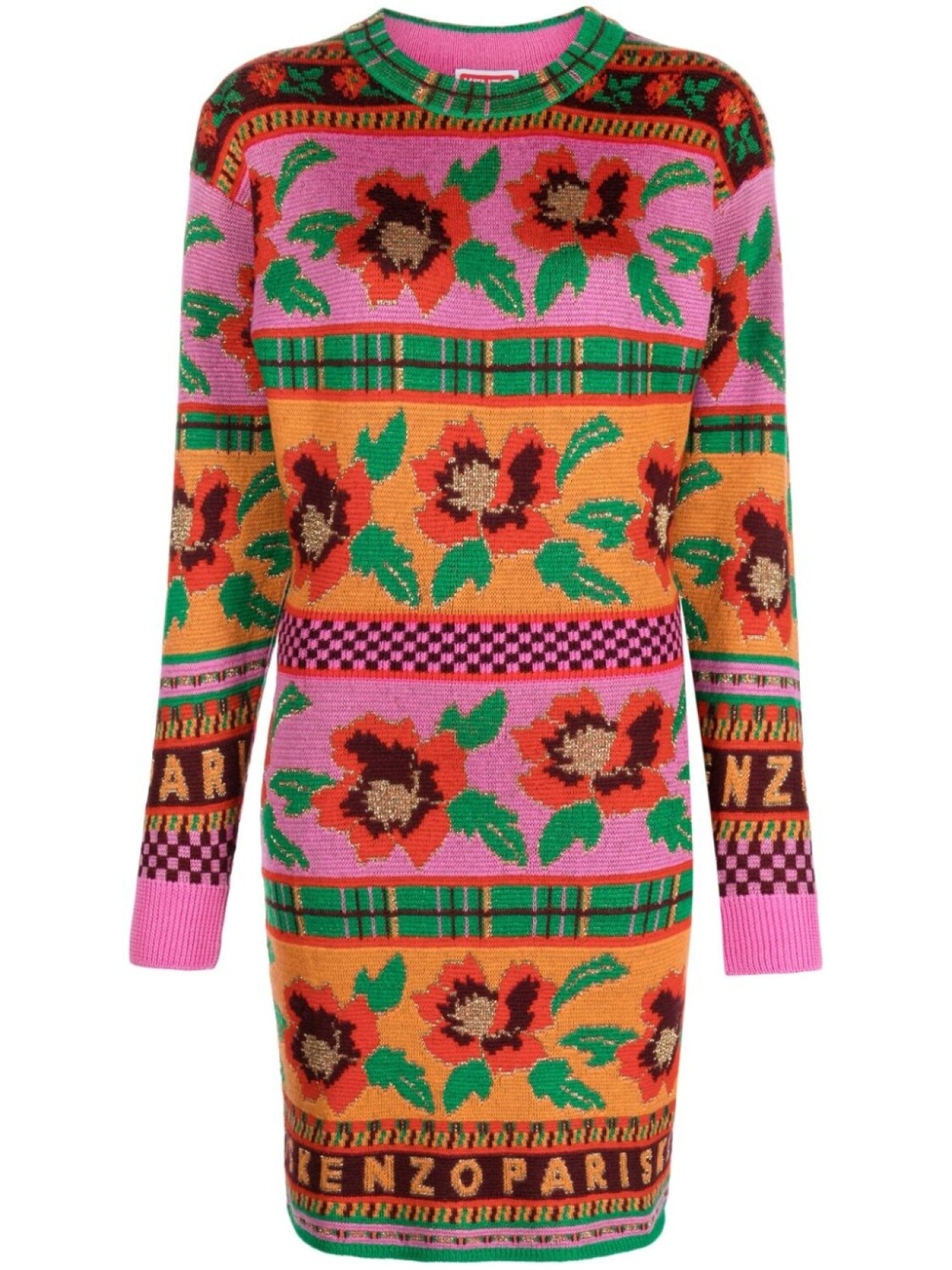 

Kenzo Fair Isle-intarsia knitted dress, розовый