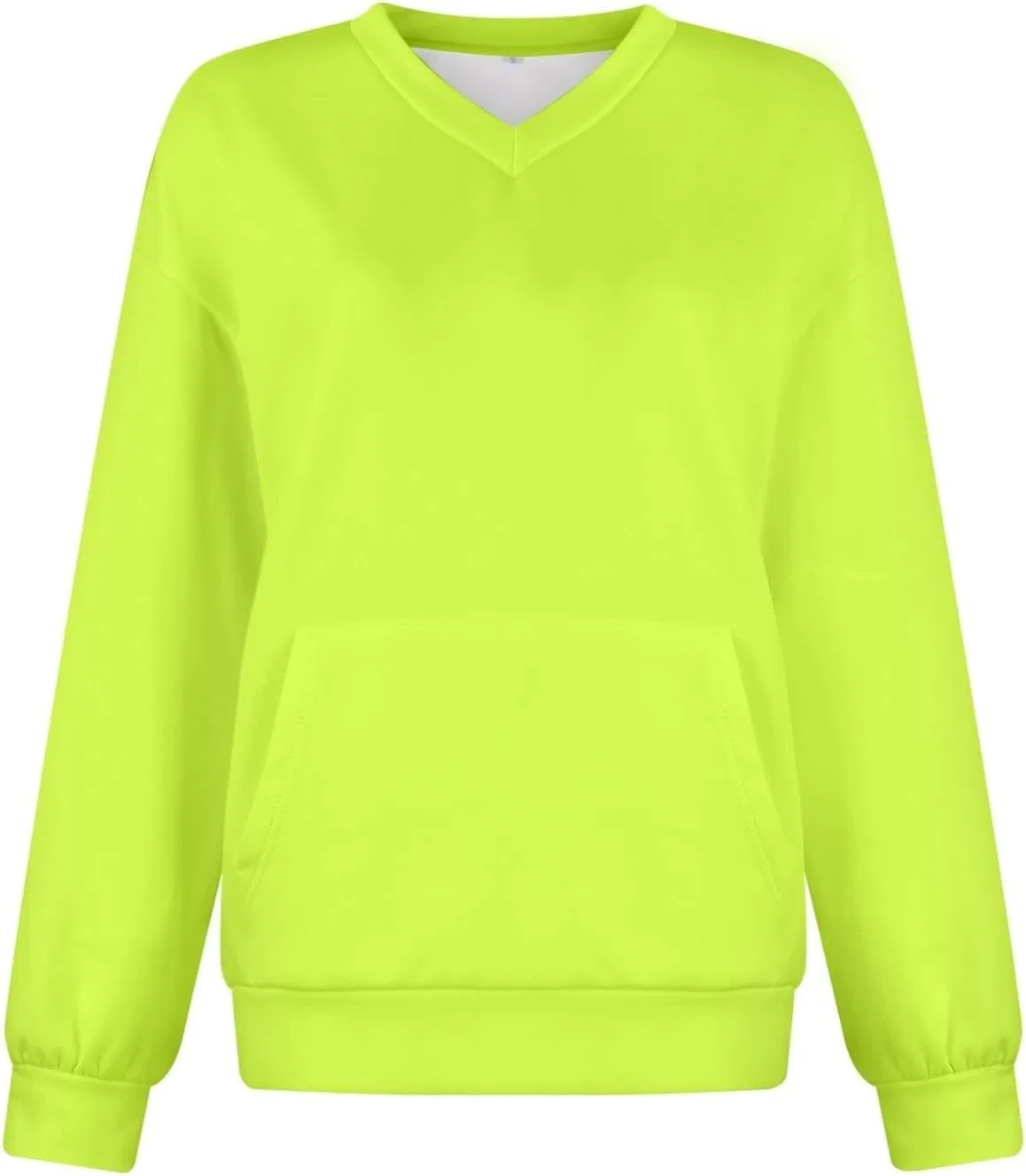 Свитшот женский с V-образным вырезом, оверсайз, карманы, Mint Green — фото 3