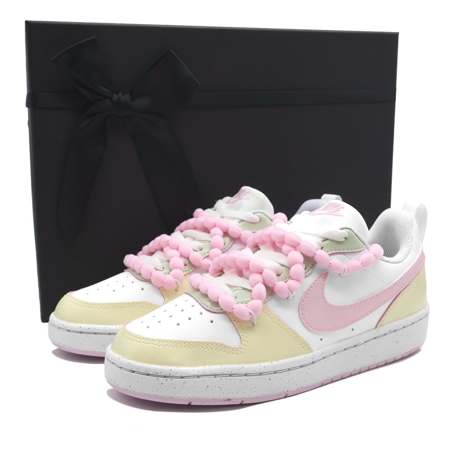 

Кроссовки Nike Court Borough Skateboarding Shoes Women's Low-top Yellow, White, Pink, светло-желтый