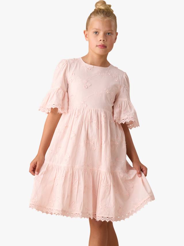 

Детское платье с текстурным цветочным принтом Angel & Rocket, Pink