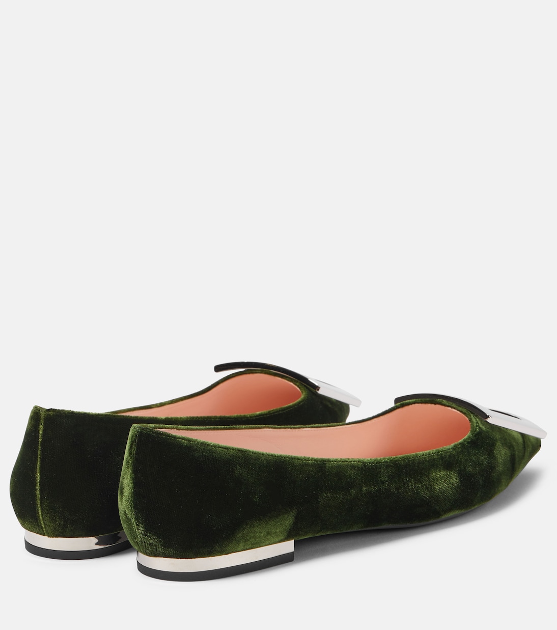 Балетки с отделкой из искусственного меха Roger Vivier, зеленый — фото 2