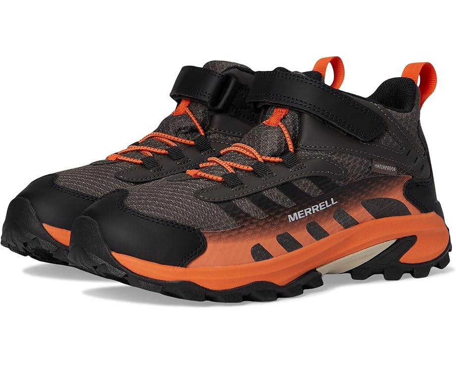 

Походные ботинки Merrell Kids Moab Speed 2 Mid Alternative Closure Waterproof, цвет Gunsmoke/Orange