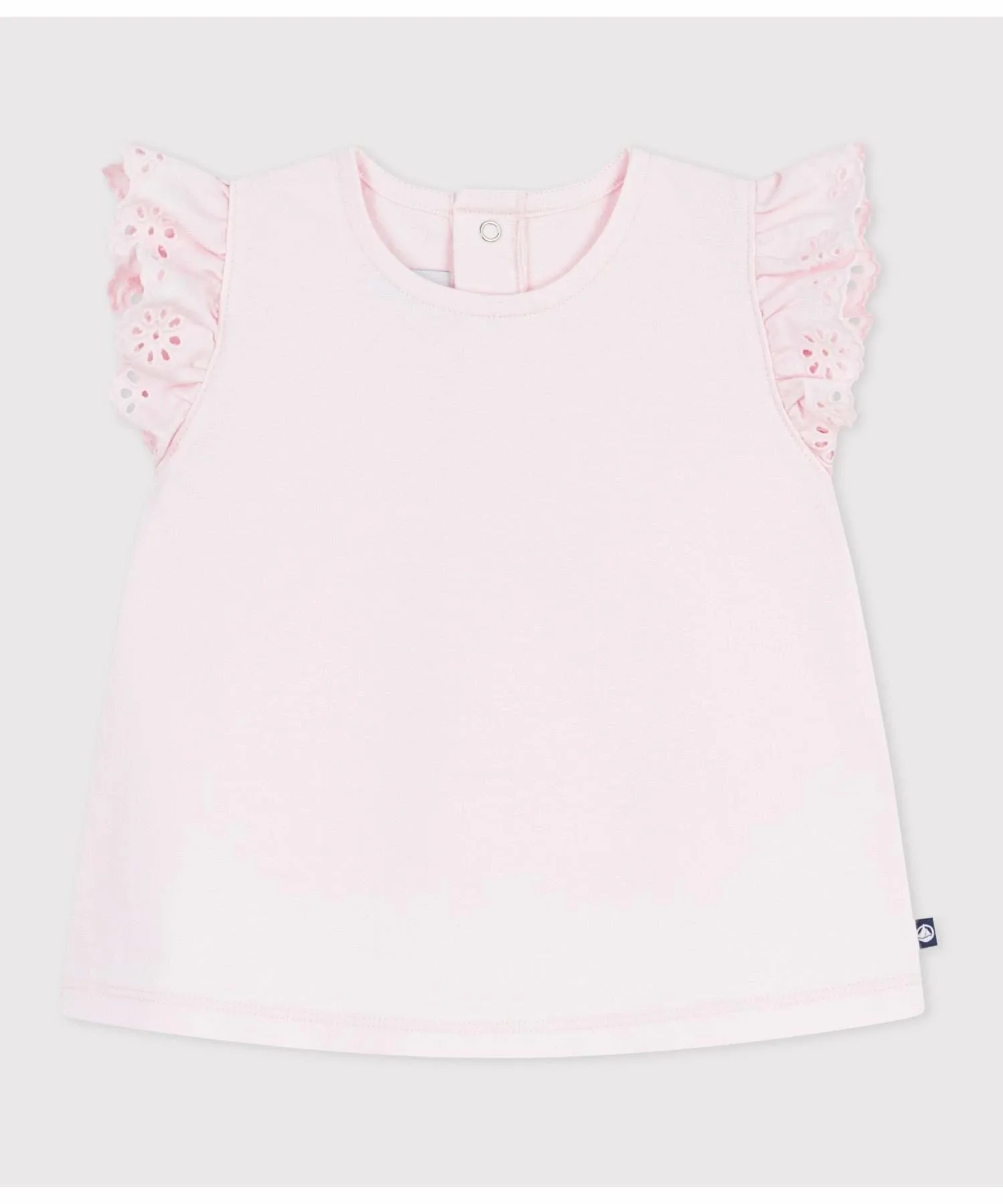 Футболка с оборками на рукавах PETIT BATEAU, Light Pink