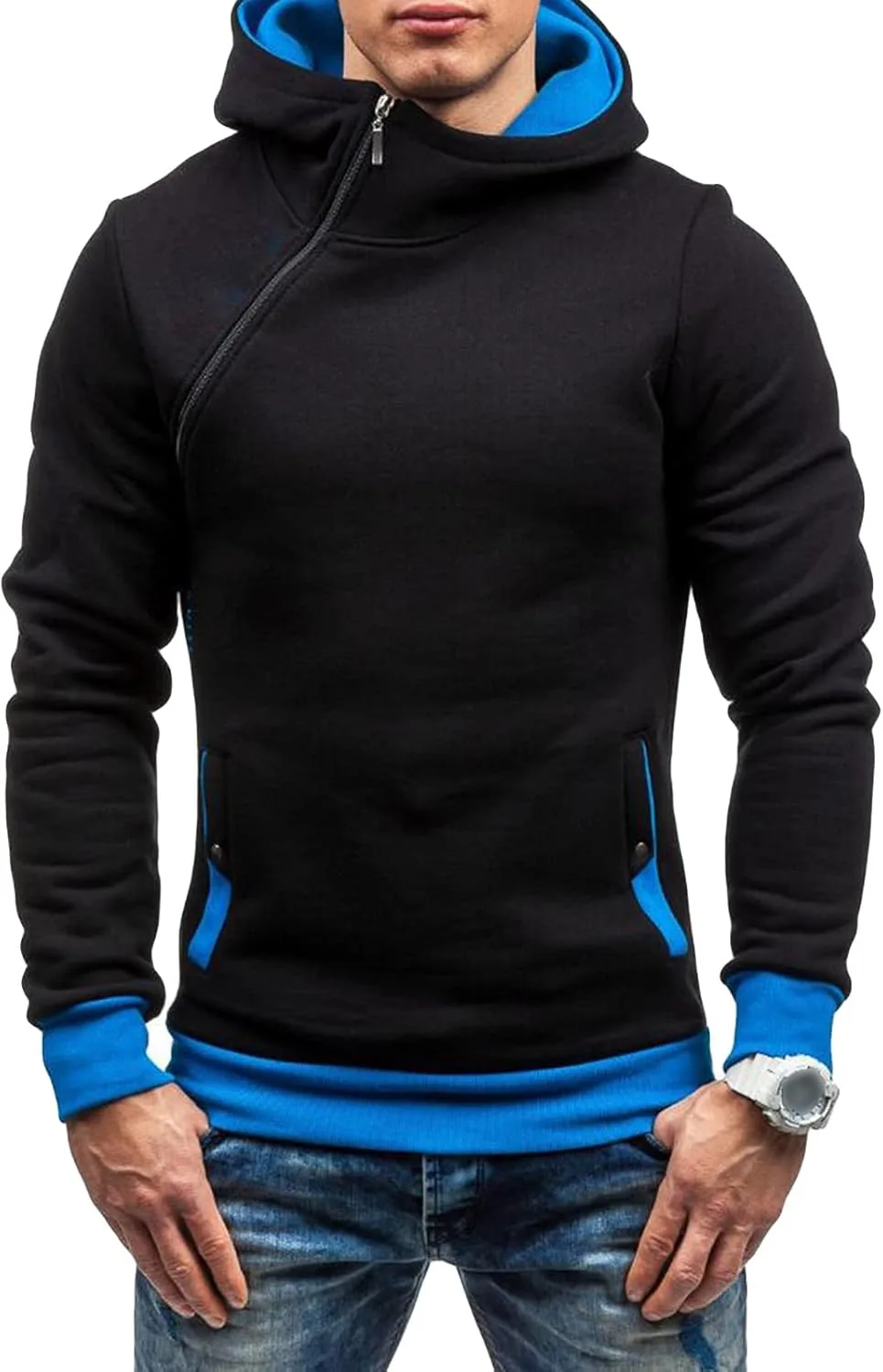 

Мужская толстовка с капюшоном Midweight, на молнии, с карманом JEsilunmaMY