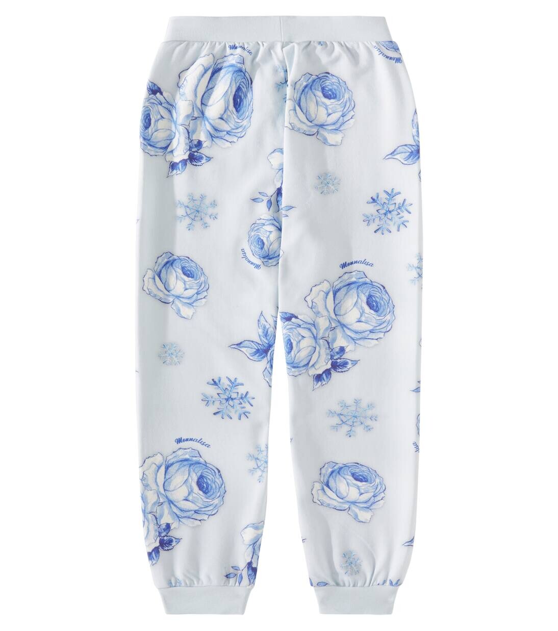 Спортивные брюки из хлопковой смеси с цветочным принтом Monnalisa, цвет nuvola+blu navy — фото 3