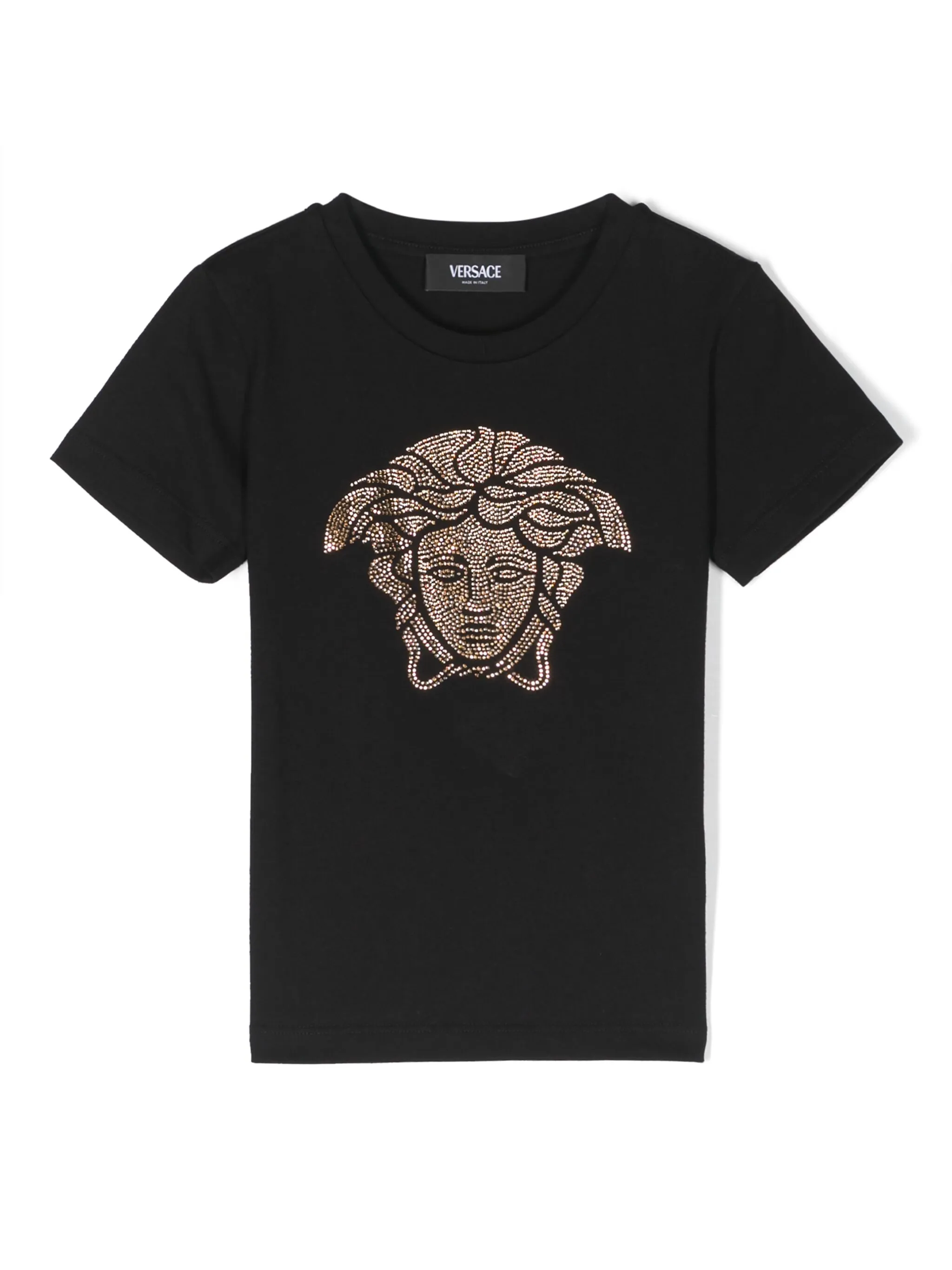 

Футболка с декором Medusa и стразами Versace Kids, черный