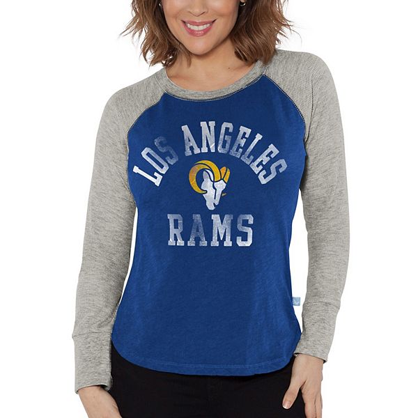 

Женская футболка с длинным рукавом реглан waffle knit 4her by carl banks royal/heather gray los angeles rams G-Iii