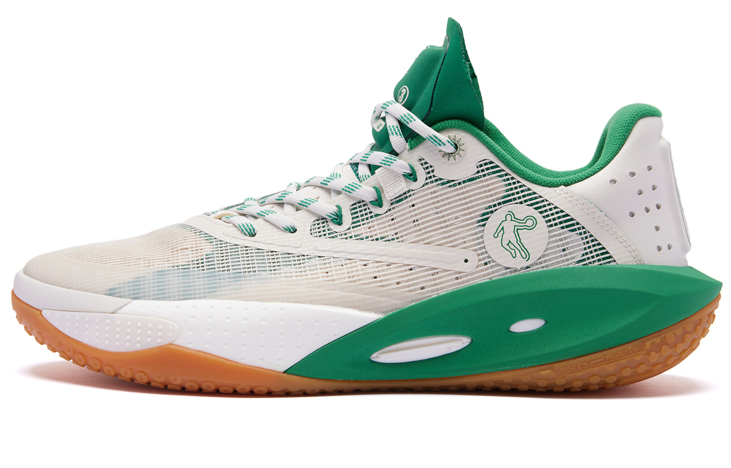 

QIAODAN Баскетбольные кроссовки Sharp RISE Preppy Preppy Cushioning, износостойкие, среднего размера, мужские, белые, зеленые