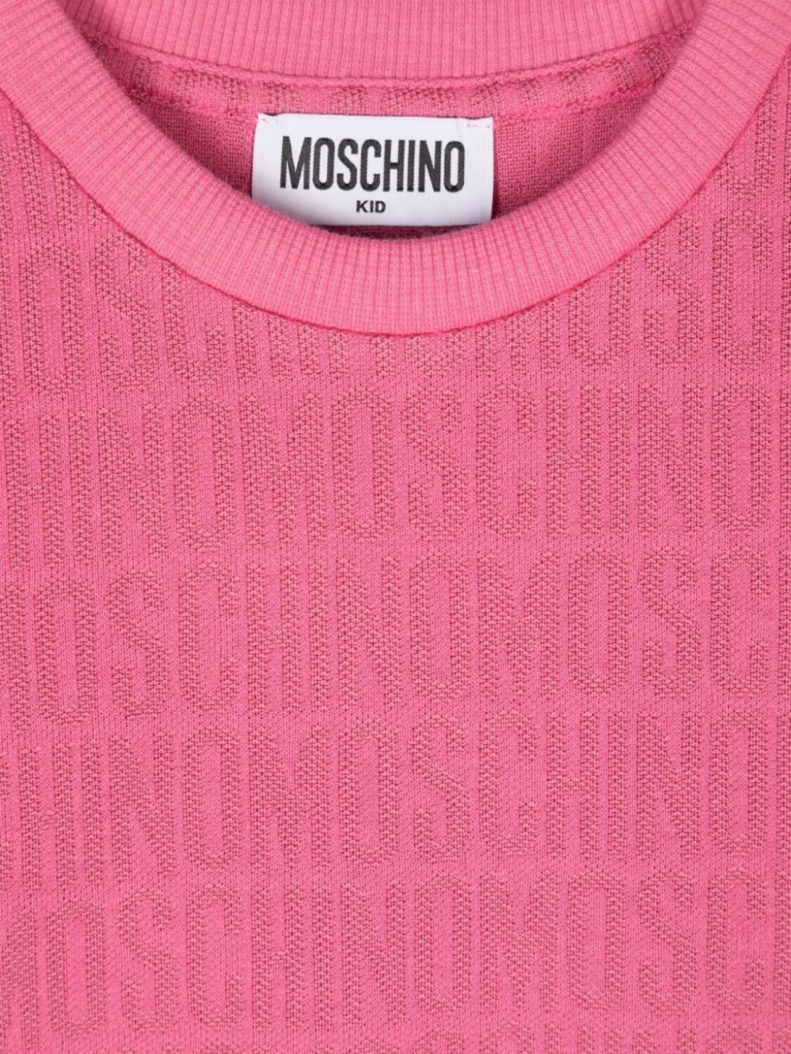 Moschino Kids футболка с логотипом-интарсией, розовый — фото 3