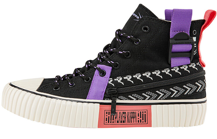 

Кеды Kappa Canvas Shoes Unisex High-Top Black/Fluorescent Shell Purple