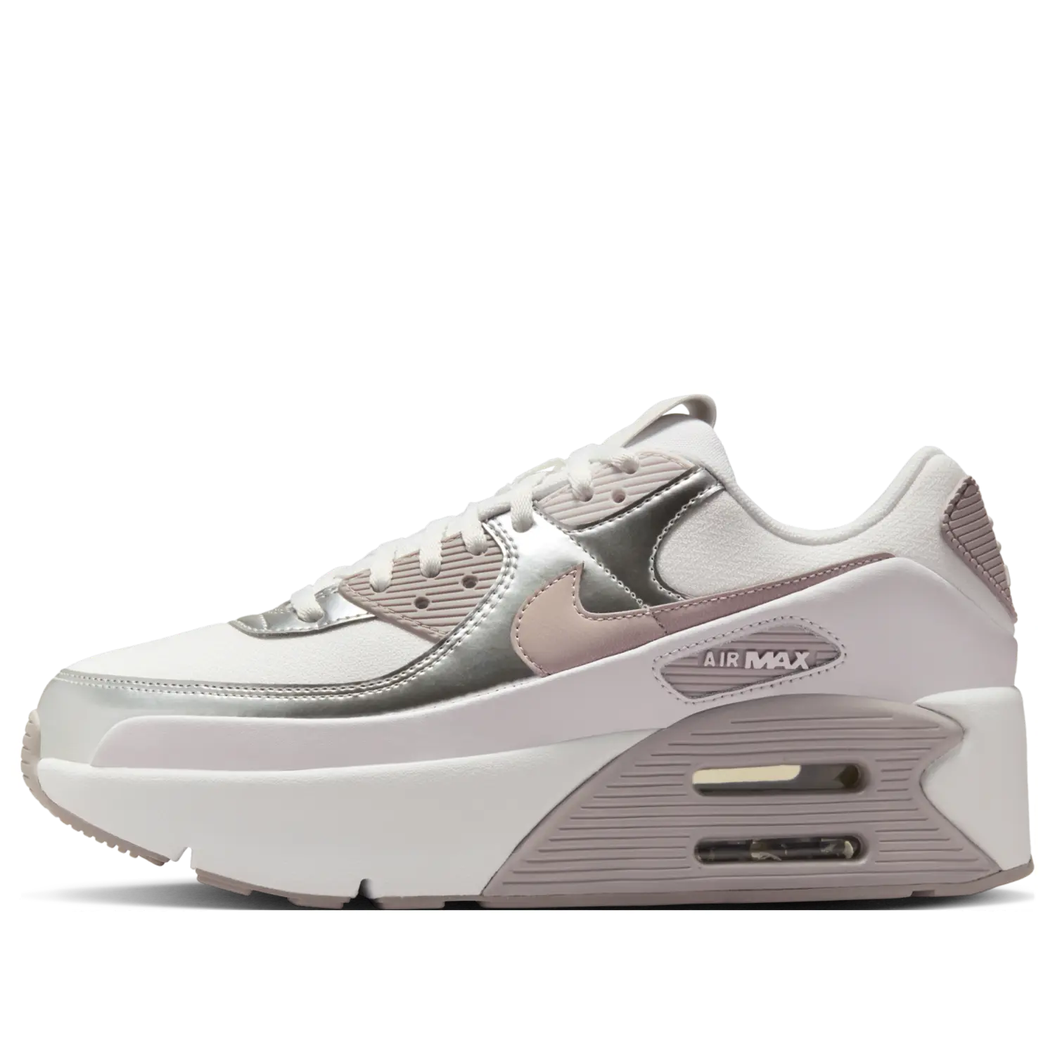 Кроссовки (WMNS) Nike Air Max 90 LV8 'Summit White Bust Gray Metallic Platinum'