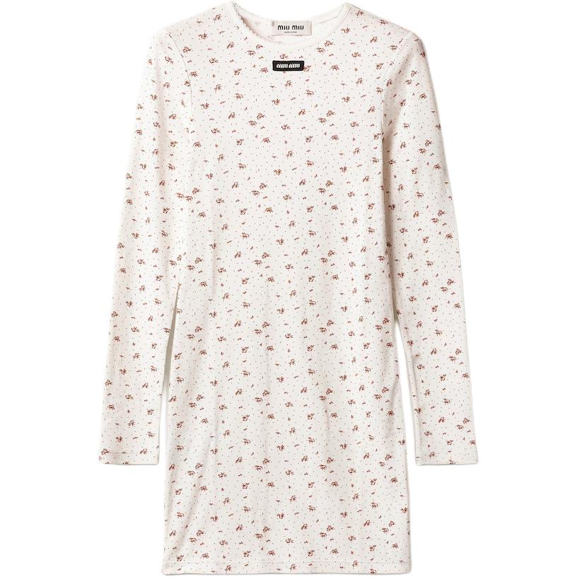 

Женское платье с длинным рукавом MIU MIU, белый/tobacco