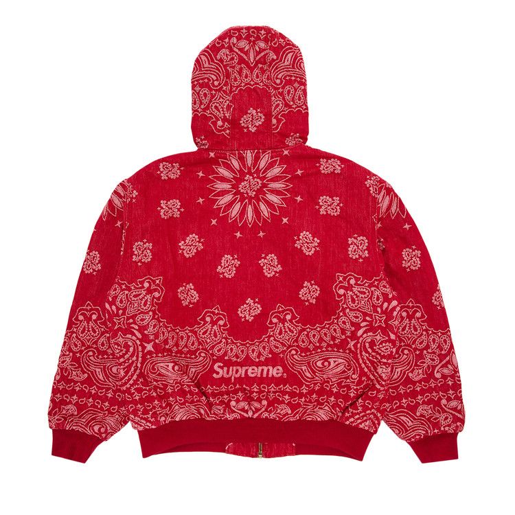 

Куртка Supreme Bandana Jacquard Denim Hooded Work Jacket, Red