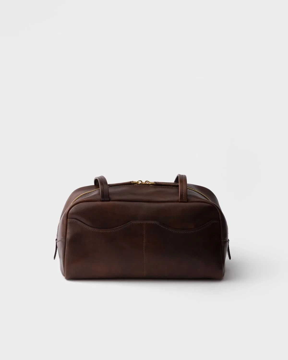 Большая сумка Prada Carry из состаренной кожи с верхней ручкой, коричневый — фото 3