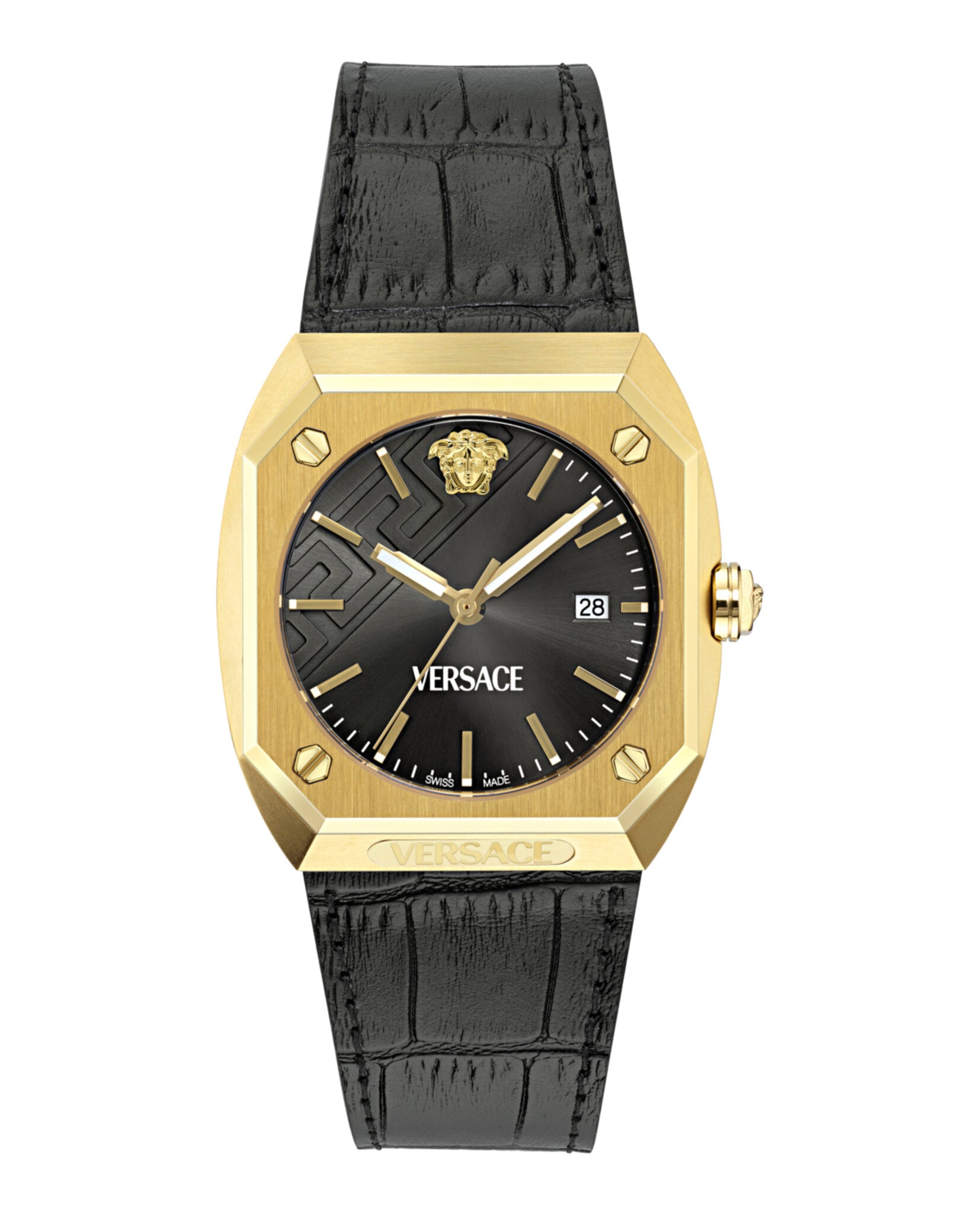

Кожаные часы Antares Versace, черный/золотой/черный