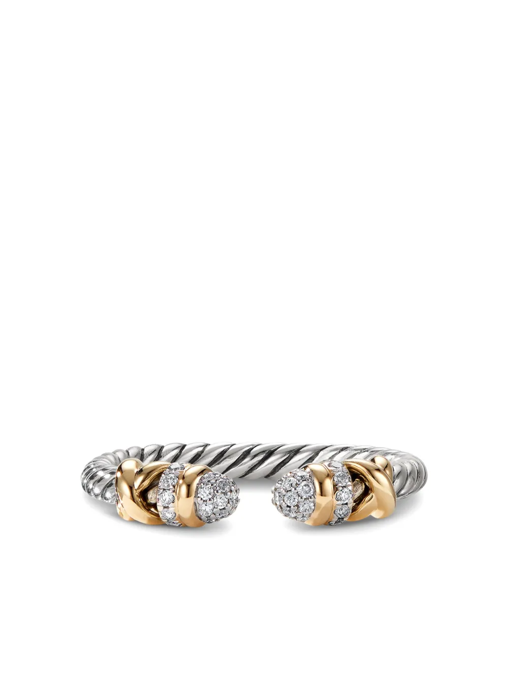 

Кольцо Petite Helena Open из желтого золота и серебра с бриллиантами (2.5 мм) David Yurman, серебяный