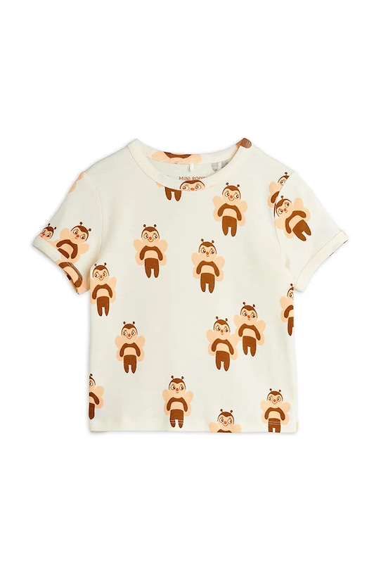 

Детская хлопковая футболка Bees Mini Rodini, бежевый