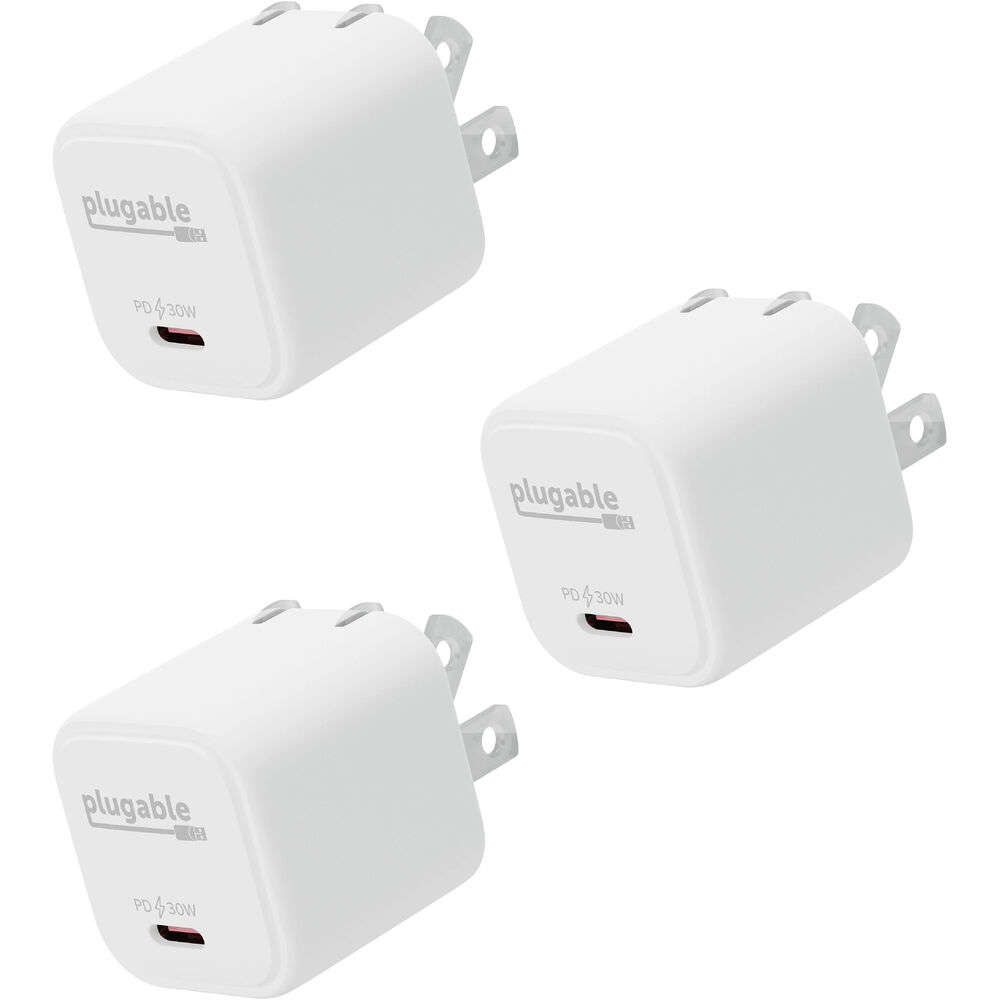 

Зарядное устройство Plugable 30W GaN USB-C Wall Charger (White, 3-Pack) PS-30C1W-3X