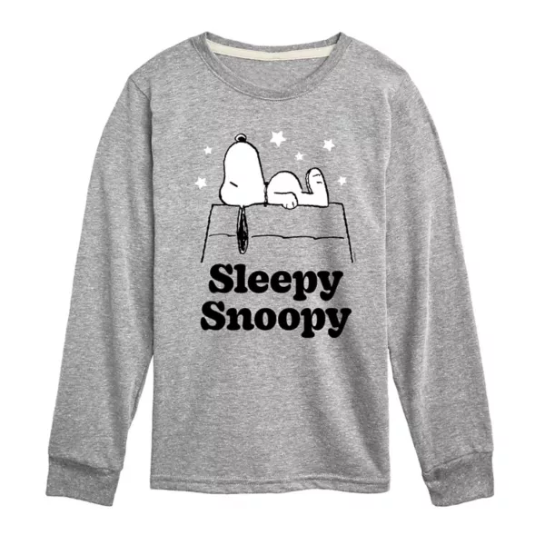 

Футболка с длинным рукавом и принтом «Peanuts Sleepy Snoopy» для мальчиков 8-20 лет Licensed Character, серый