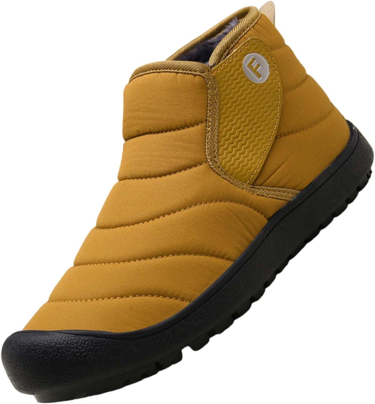 

Зимние снежные ботинки без шнуровки, водоотталкивающие, противоскользящие, легкие теплые ботильоны с полной меховой подкладкой для мужчин и женщин Generic, коричневый