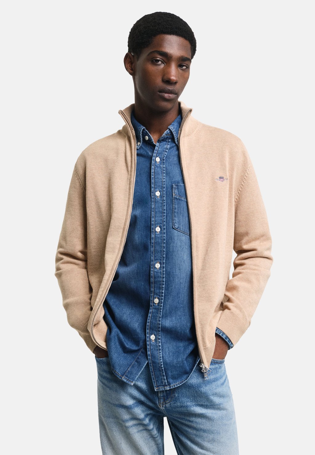 

Кардиган CASUAL ZIP GANT, хаки