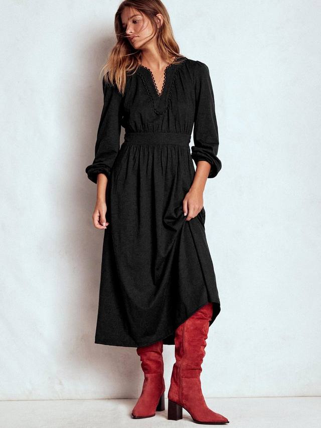 

Платье миди Maddie с отделкой пико Boden, Black