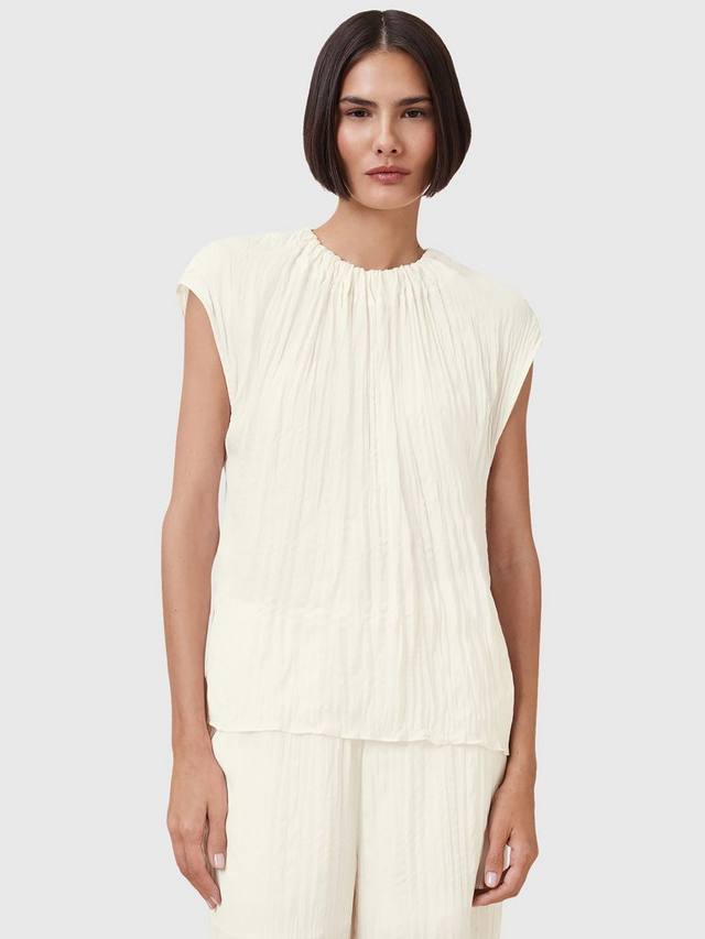

Топ с высоким вырезом trisha crinkle AllSaints, цвет Gardenia Cream