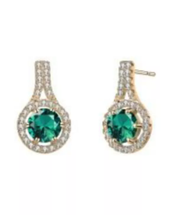 

Серьги-Подвески с прозрачными круглыми кубическими цирконами, покрытыми родием Rachel Glauber, green