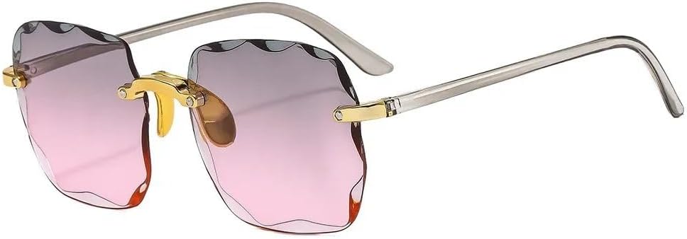 

Женские солнцезащитные очки без оправы, модные очки с градиентными линзами, винтажные солнцезащитные очки с металлическими дужками, классические солнцезащитные очки GHVWYX, Gray-pink