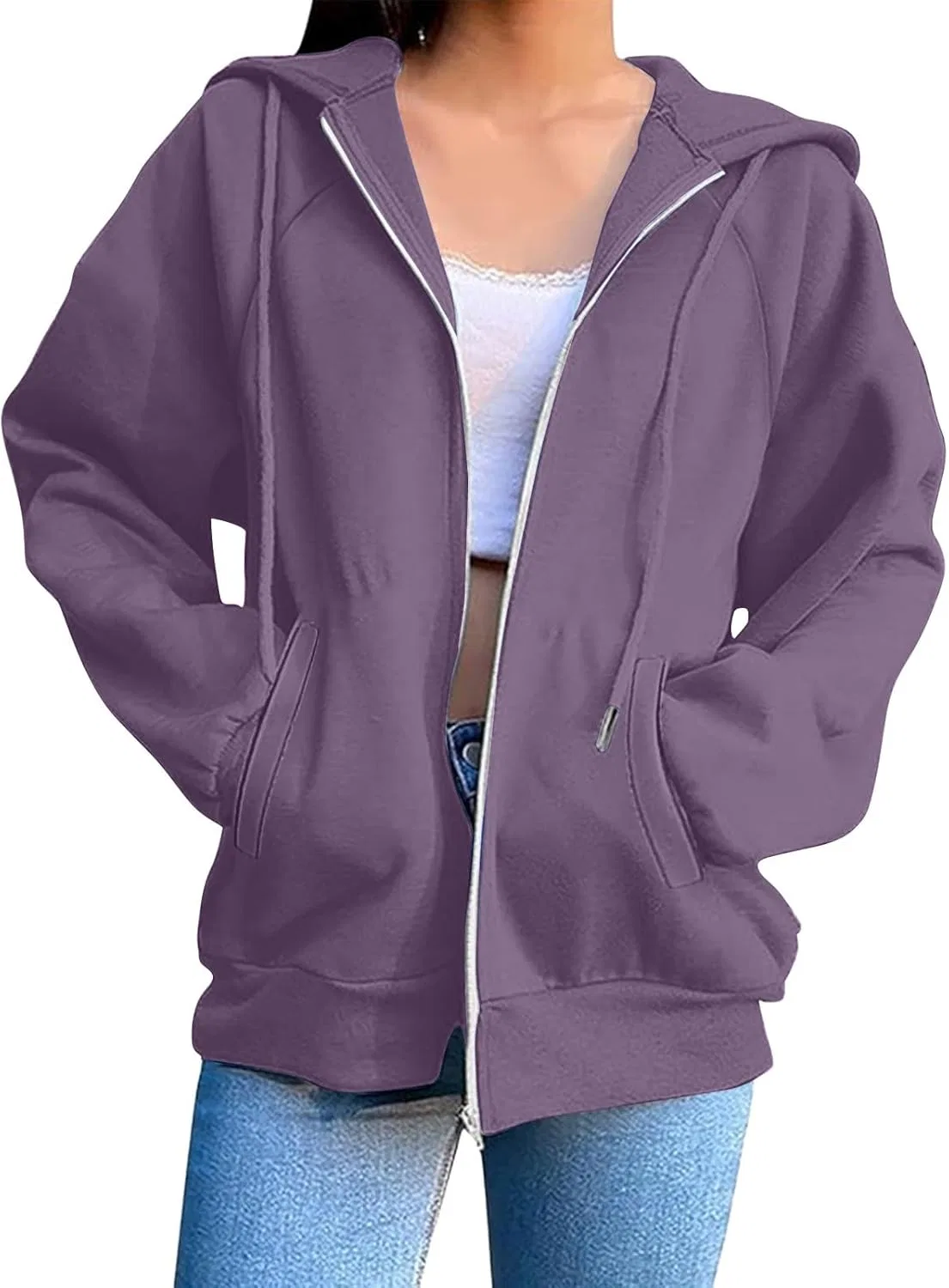 Толстовка женская оверсайз, бренд Generic, цвет Light Violet — фото 3