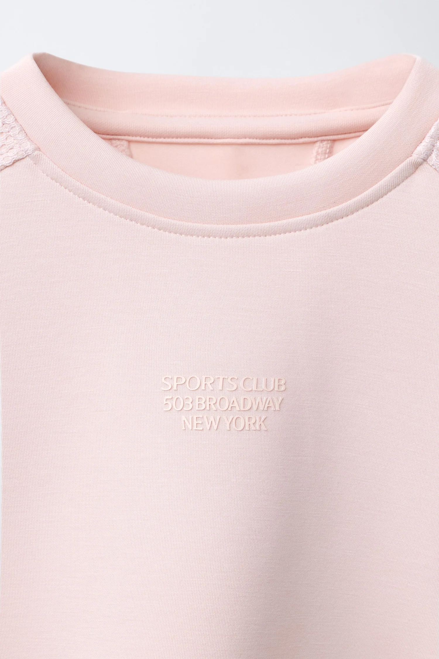 Свитшот из комбинированной сетки с надписью Zara, розовый — фото 3