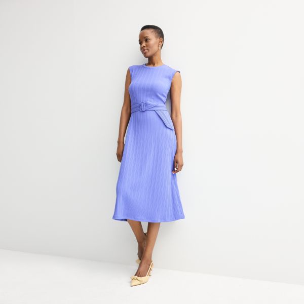 

Миниатюрное платье миди в рубчик без рукавов с поясом Nine West, цвет wesley purple