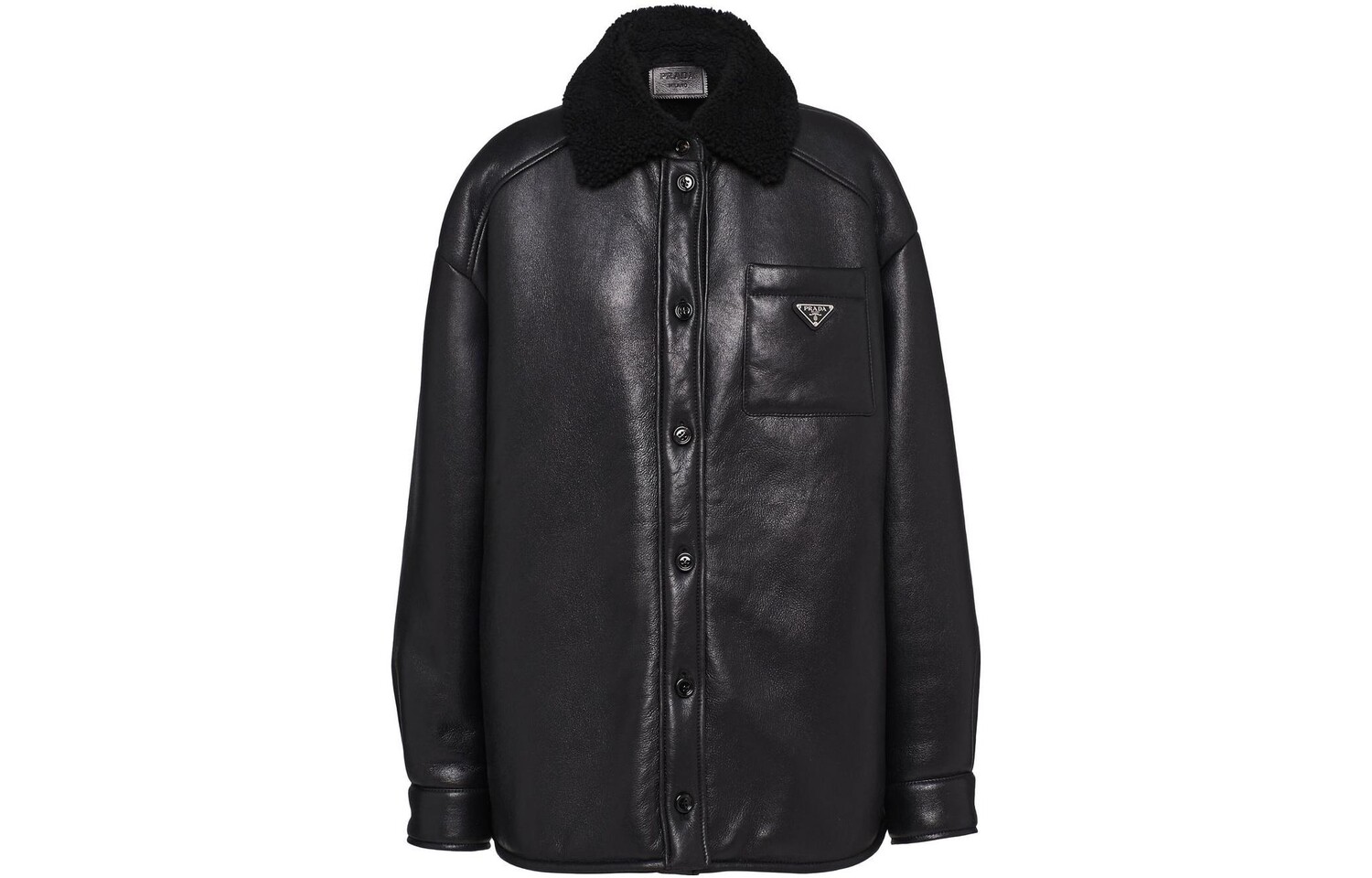 

Кожаная куртка женская черная Prada