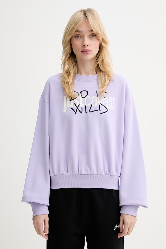 

Хлопковая толстовка Just Cavalli, фиолетовый