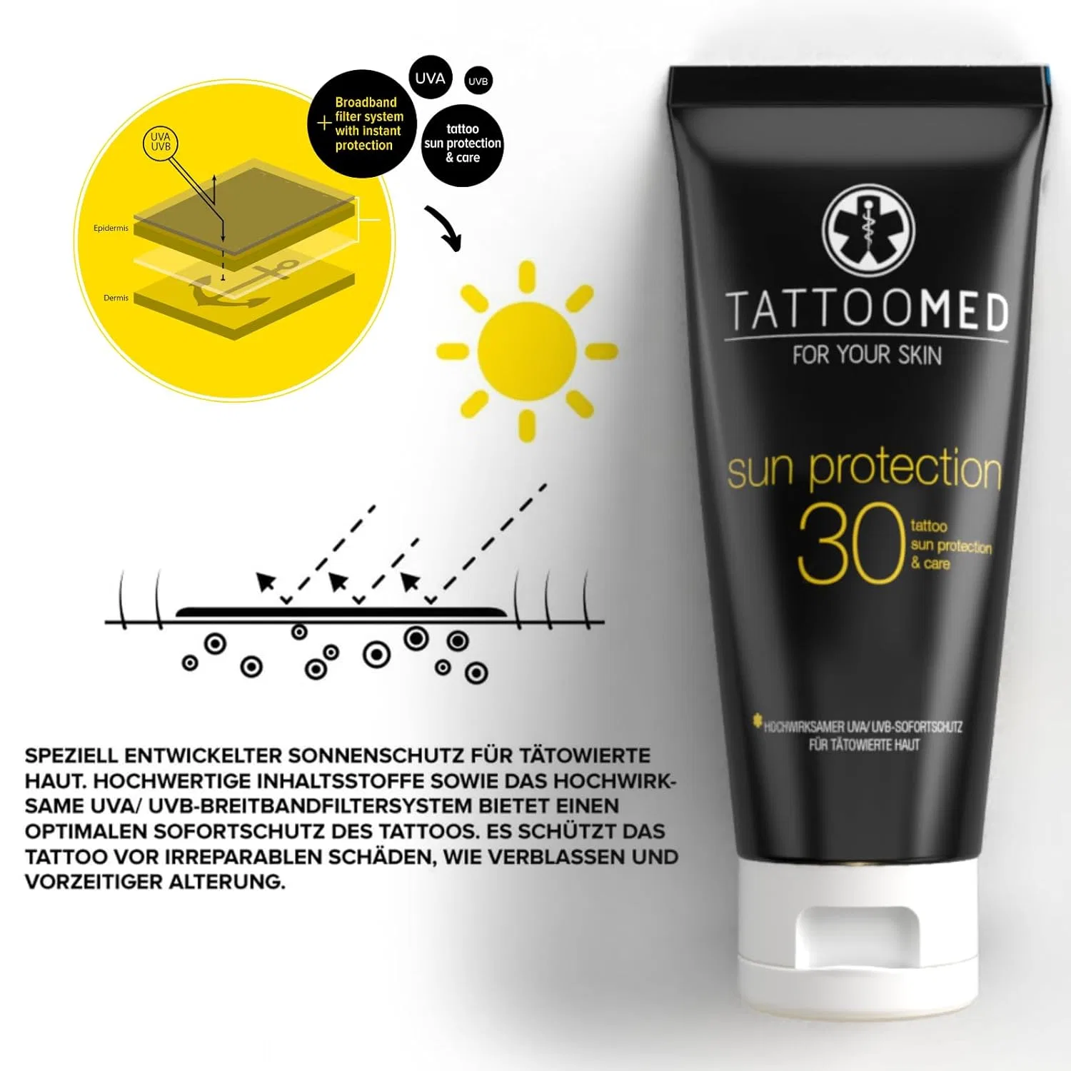 Солнцезащитный крем для татуировок SPF 25 от TattooMed, 100 мл Tattoomed — фото 3