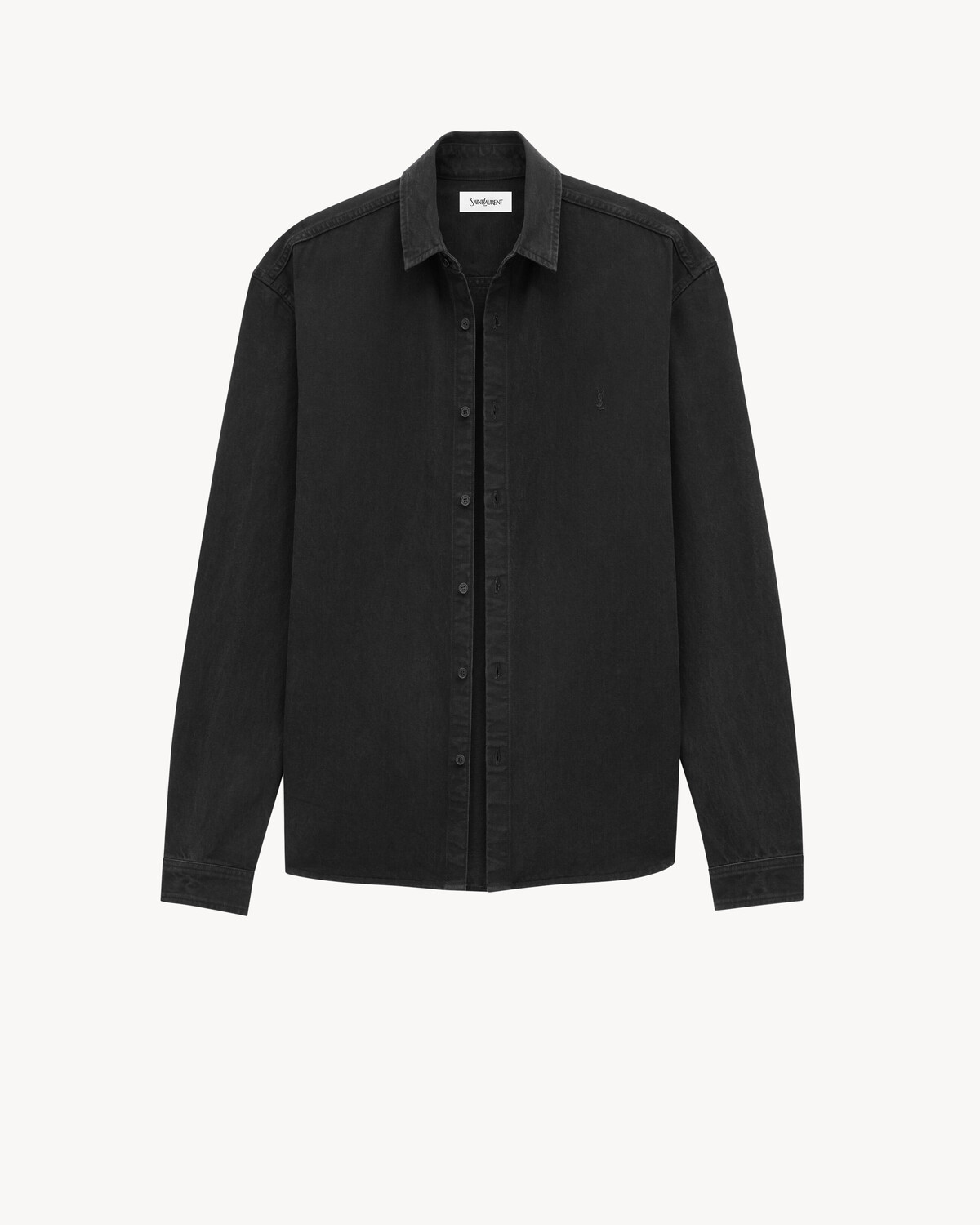 Рубашка Cassandre из денима цвета черный ворон SAINT LAURENT, черный — фото 2