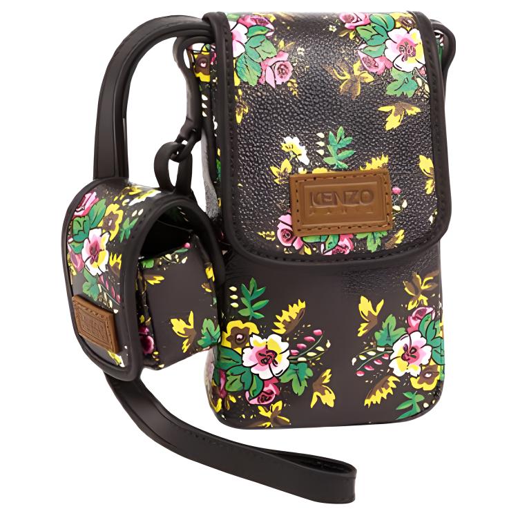 

KENZO Полиуретановая комбинированная сумка, через плечо, кроссбоди, чехол для телефона женская черная