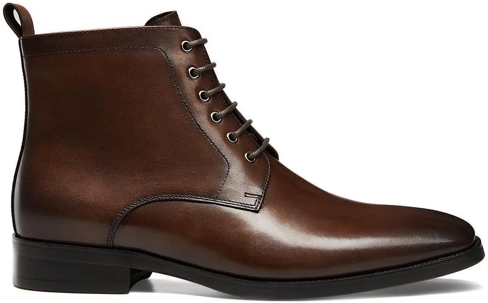 Мужские ботинки GIFENNSE Chukka, мужские классические ботинки, оксфордские кожаные ботинки, стильные ботинки Челси для мужчин, темно-коричневый — фото 4