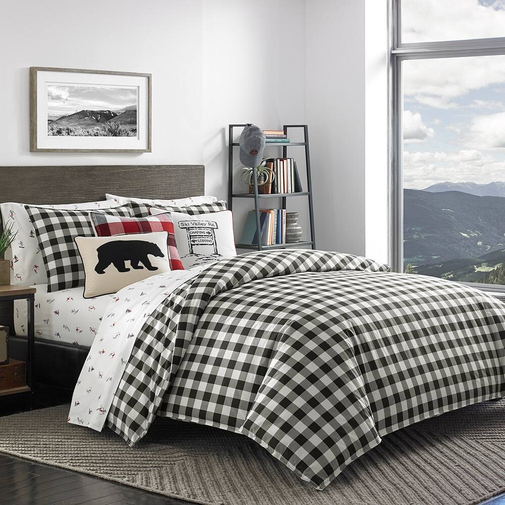 

Комплект пододеяльников в клетку Eddie Bauer Mountain Plaid, черный