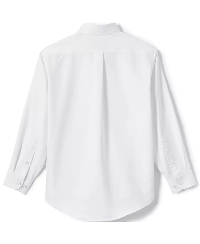 Рубашка для мальчиков старшего возраста с длинным рукавом Oxford Dress Shirt (однотонная) Lands' End, белый — фото 2