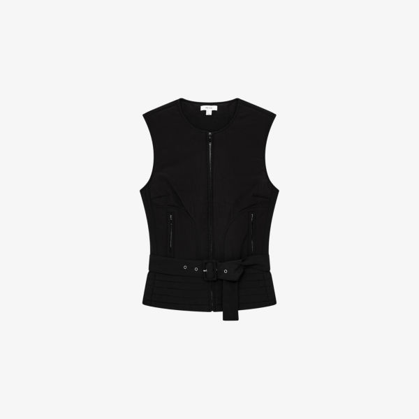 

Мио безрукавка-жилет с поясом на талии Reiss, черный