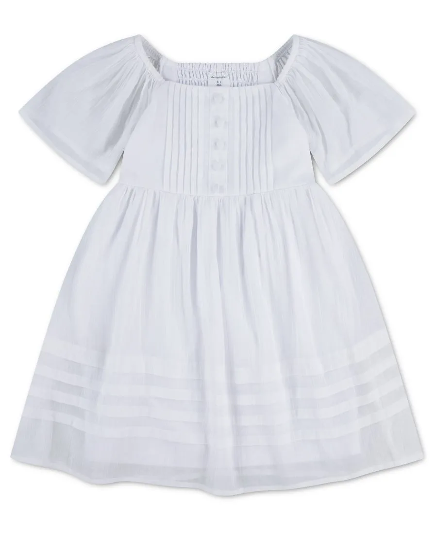 Мини-платье для девочек с квадратным вырезом и складками Abercrombie kids, bright белый