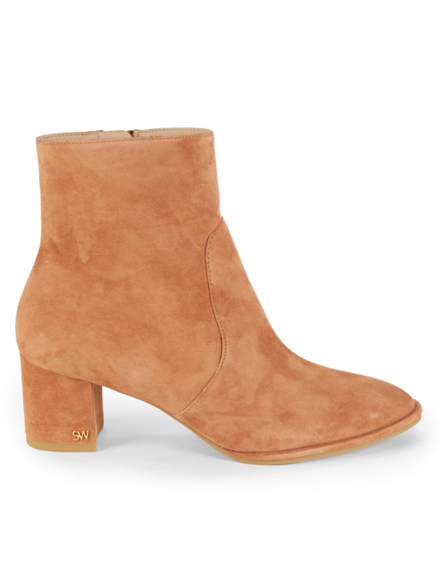 Замшевые ботильоны Ryland Block Stuart Weitzman, цвет Nougat