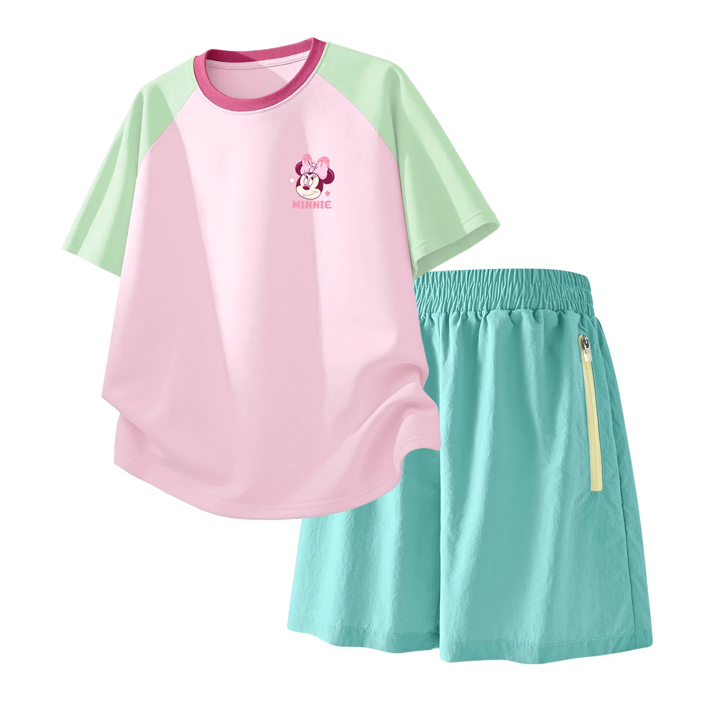 Детский спортивный костюм Casual Sportswear 2 Piece Set Disney, Di Sweet Gown K Green Pink+Solid Color Mint Green