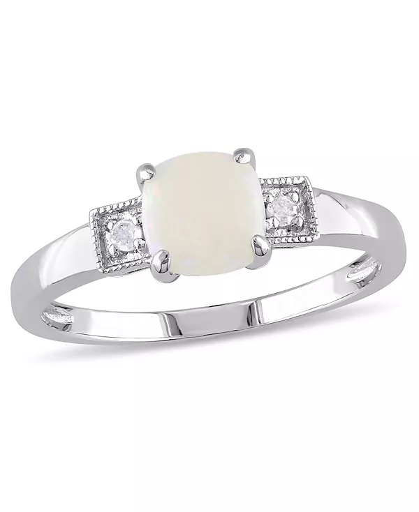 

Опал (1/2 карата) и бриллиантовый акцент в стерлинговом серебре Macy'S, opal