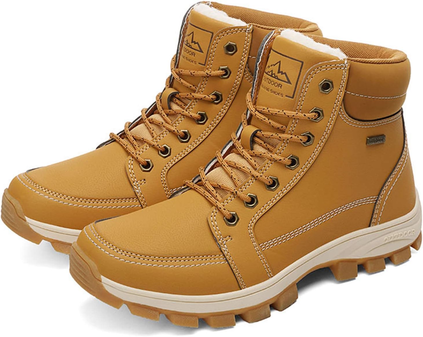 

Мужские высокие термо-кроссовки DevilAngel, зимние модные кожаные водонепроницаемые снежные ботинки. Теплые обувь для снежных видов спорта, желтый