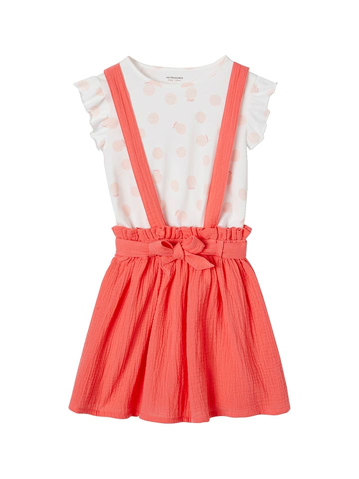 

Футболка vertbaudet, цвет 2tlg. outfit weiß/orange