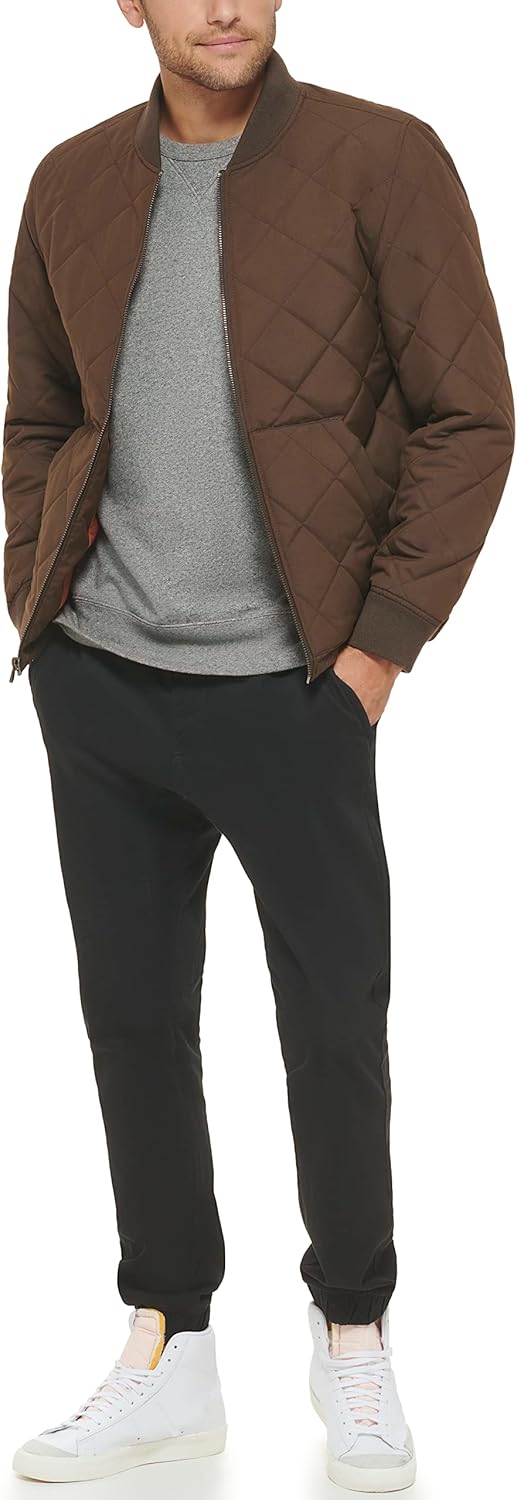 Мужская стеганая куртка-бомбер Levi's с открытым низом, Dark Brown — фото 3