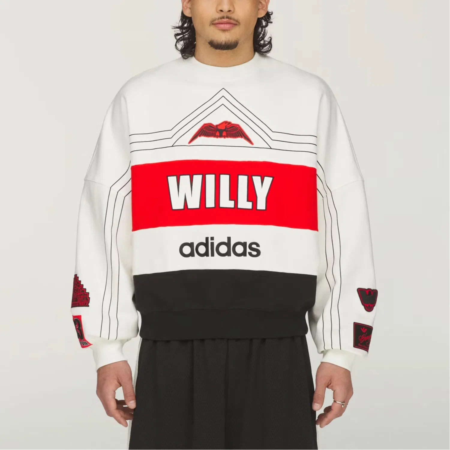 Свитшот Adidas Originals x Willy Chavarria Unisex, белый/красный/черный