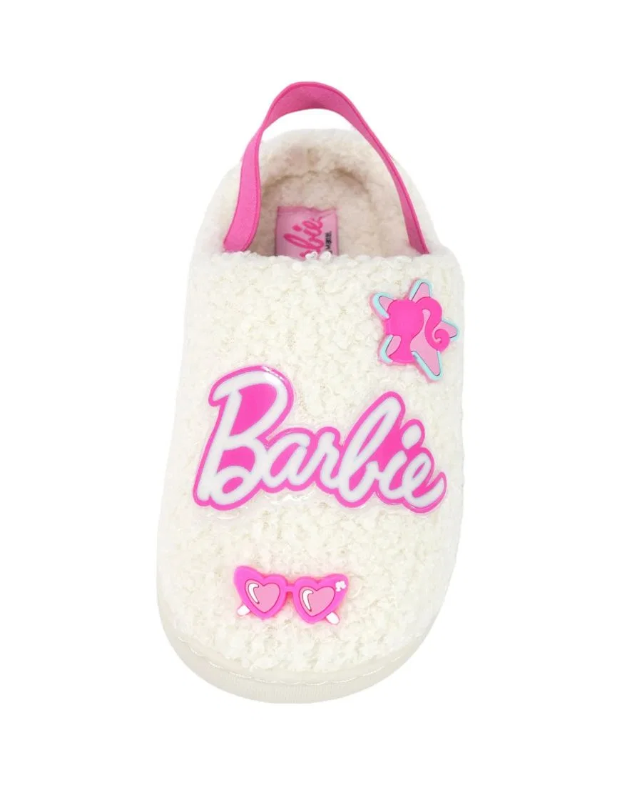 Детские тапочки-слипоны из искусственного меха Barbie, белый — фото 4